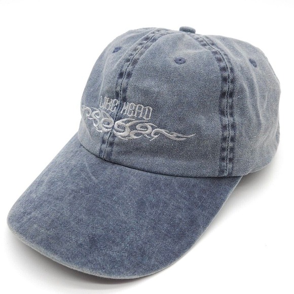 Lake Mead Strapback Hat Baseball Dad Cap Blue‎ Adjustable Denim Look Embroidered - Picture 1 of 7